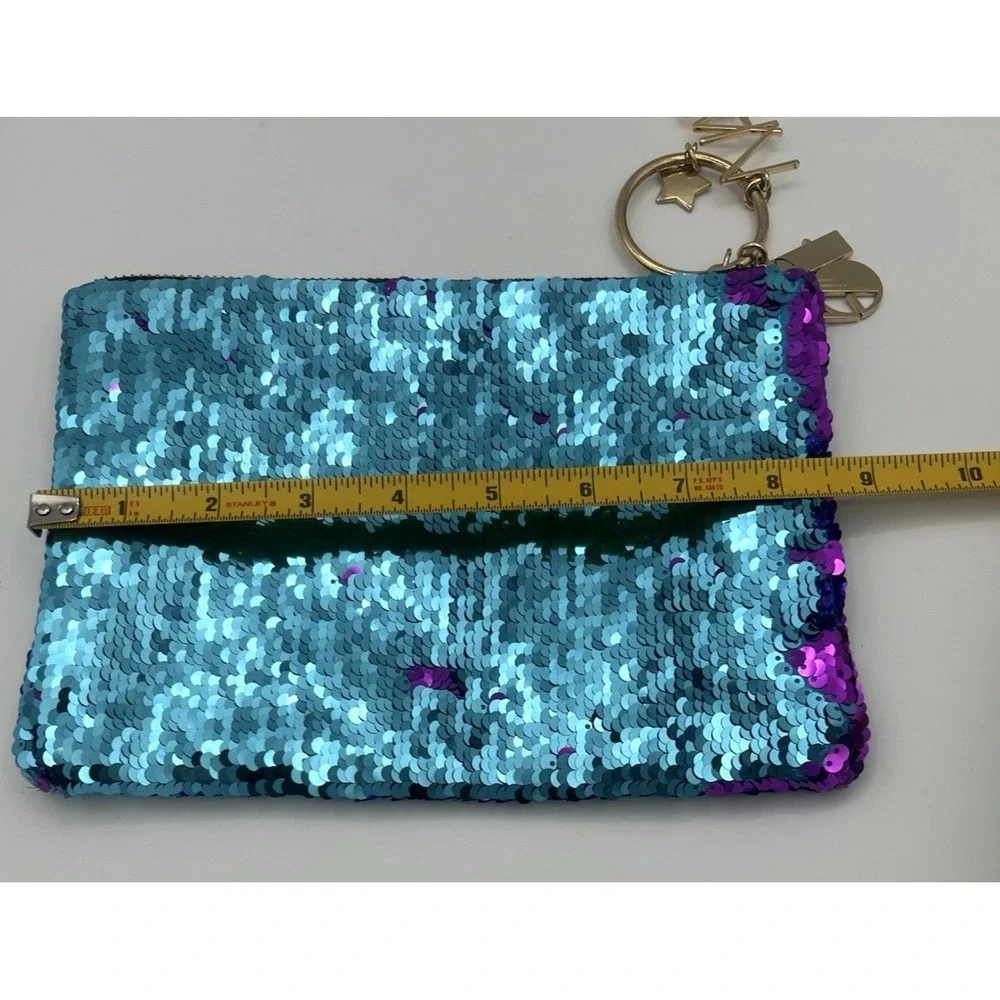 NARS Sequin Studio 54 Pouch Cosmetic Bag Blue Purple w/ Keychain